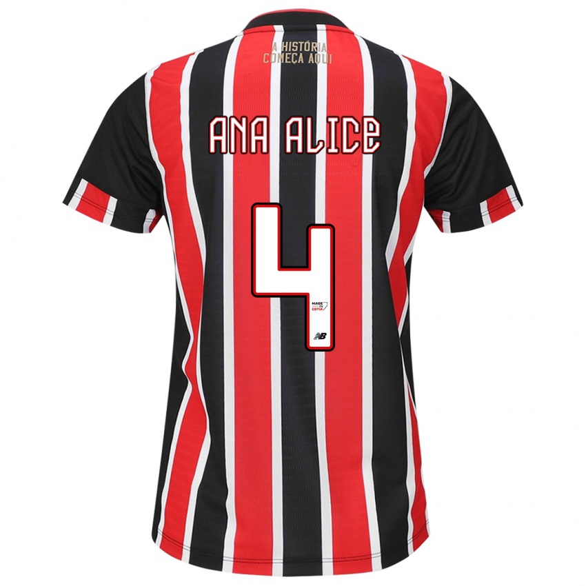 Criança Camisola Ana Alice Luciano Da Silva #4 Preto Vermelho Branco Alternativa 2024/25 Camisa Brasil