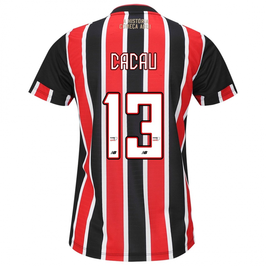 Criança Camisola Cacau #13 Preto Vermelho Branco Alternativa 2024/25 Camisa Brasil