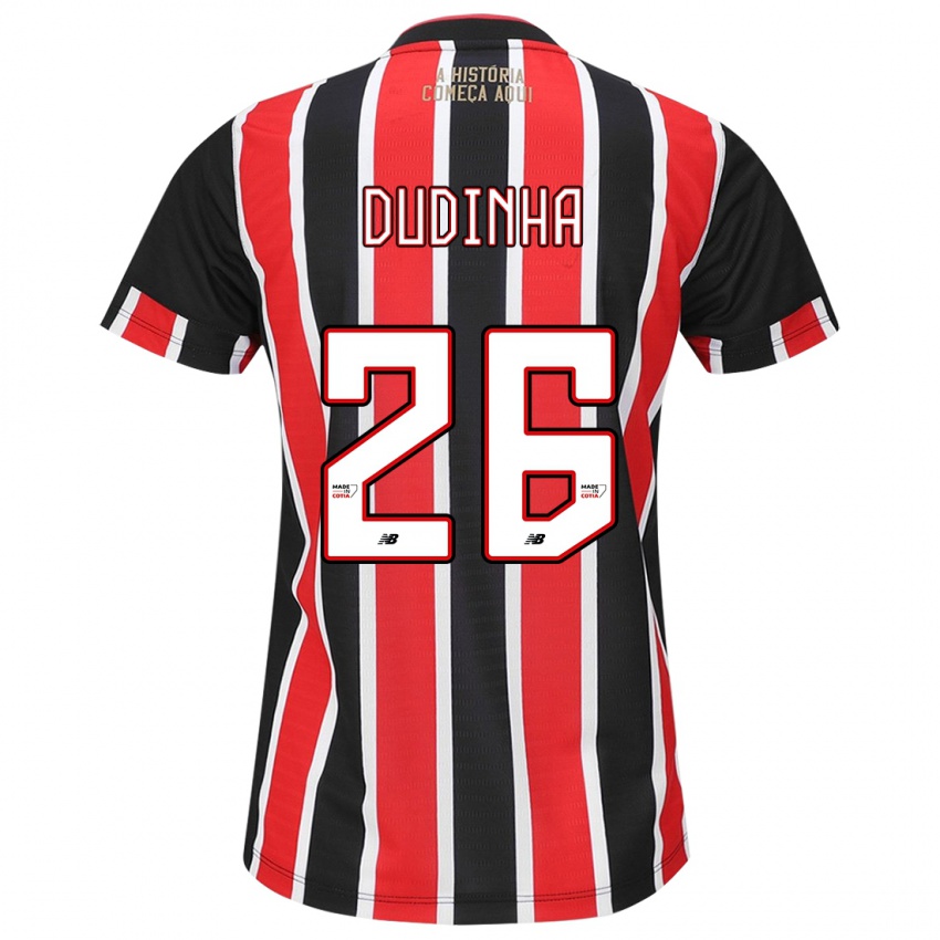 Criança Camisola Dudinha #26 Preto Vermelho Branco Alternativa 2024/25 Camisa Brasil