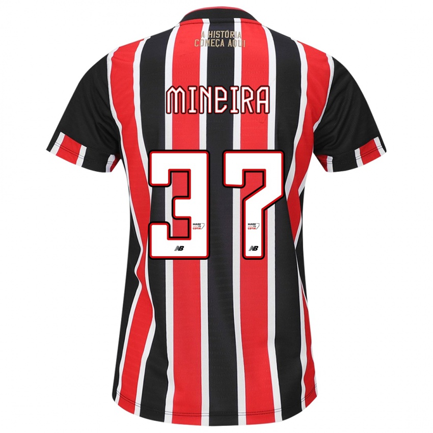 Criança Camisola Rafa Mineira #37 Preto Vermelho Branco Alternativa 2024/25 Camisa Brasil