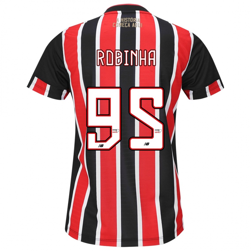 Criança Camisola Robinha #95 Preto Vermelho Branco Alternativa 2024/25 Camisa Brasil