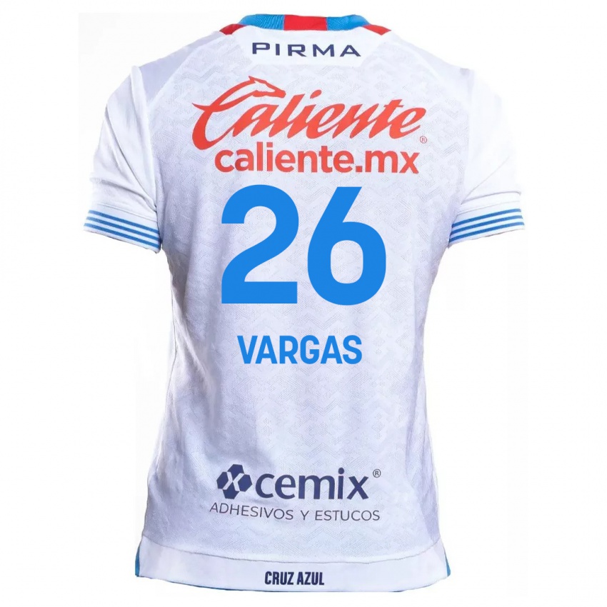 Criança Camisola Carlos Vargas #26 Branco Azul Alternativa 2024/25 Camisa Brasil