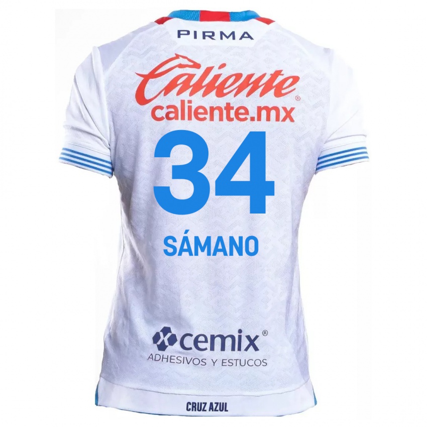 Criança Camisola Leonardo Sámano #34 Branco Azul Alternativa 2024/25 Camisa Brasil