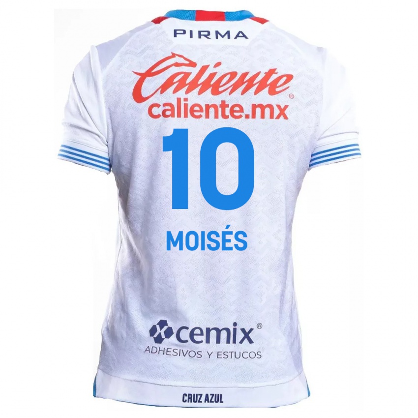 Criança Camisola Moisés Vieira #10 Branco Azul Alternativa 2024/25 Camisa Brasil