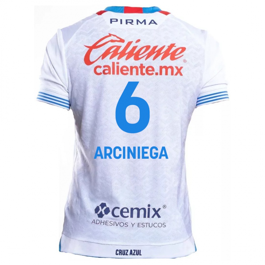 Criança Camisola Mirelle Arciniega #6 Branco Azul Alternativa 2024/25 Camisa Brasil