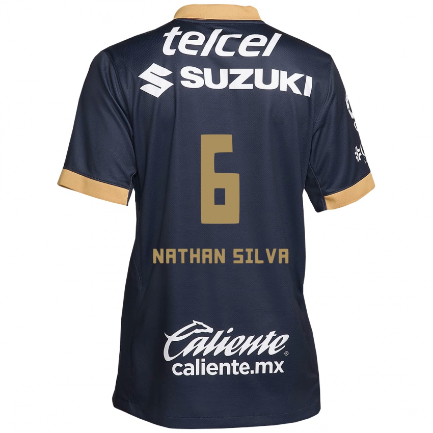 Criança Camisola Nathan Silva #6 Obsidiana Ouro Branco Alternativa 2024/25 Camisa Brasil