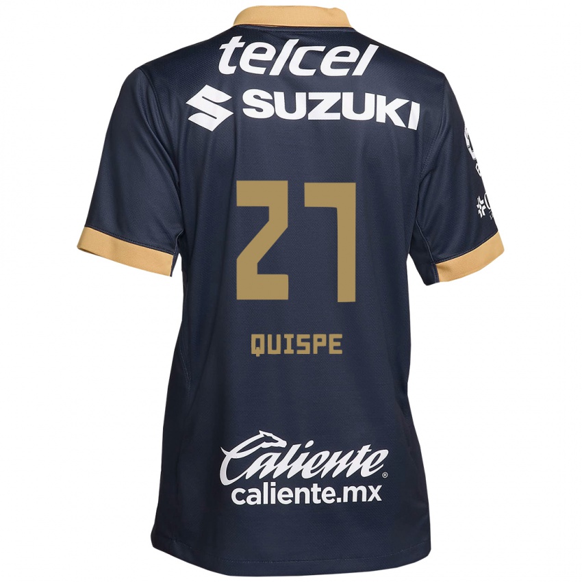 Criança Camisola Piero Quispe #27 Obsidiana Ouro Branco Alternativa 2024/25 Camisa Brasil