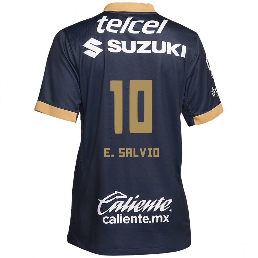 Criança Camisola Eduardo Salvio #10 Obsidiana Ouro Branco Alternativa 2024/25 Camisa Brasil