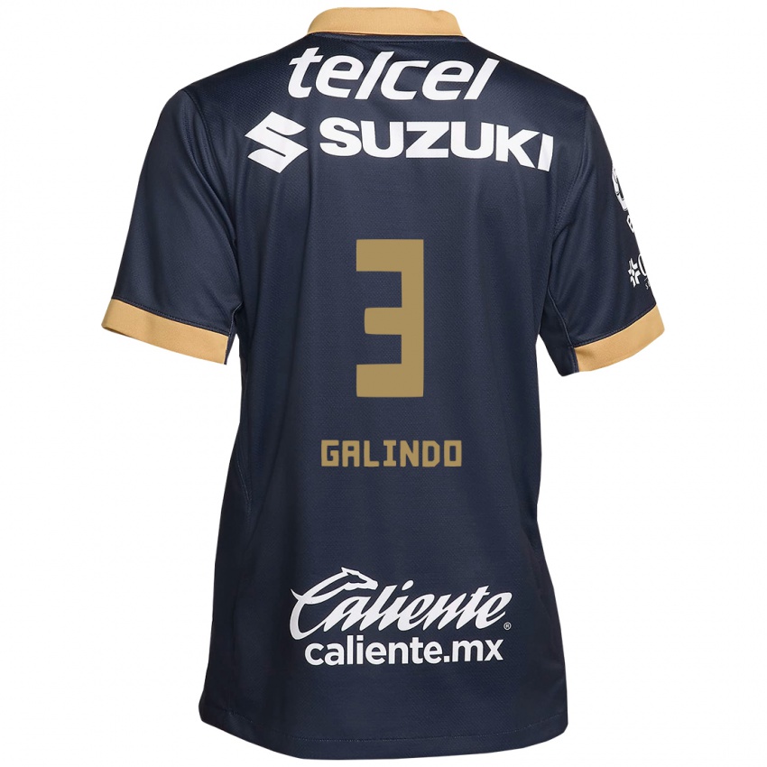 Criança Camisola Ricardo Galindo #3 Obsidiana Ouro Branco Alternativa 2024/25 Camisa Brasil