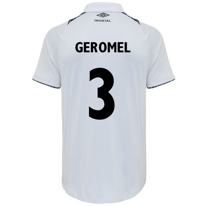 Criança Camisola Pedro Geromel #3 Branco Azul Alternativa 2024/25 Camisa Brasil