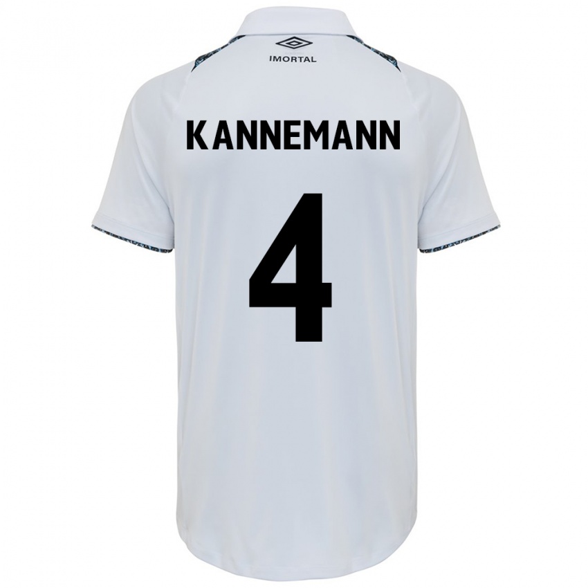 Criança Camisola Walter Kannemann #4 Branco Azul Alternativa 2024/25 Camisa Brasil