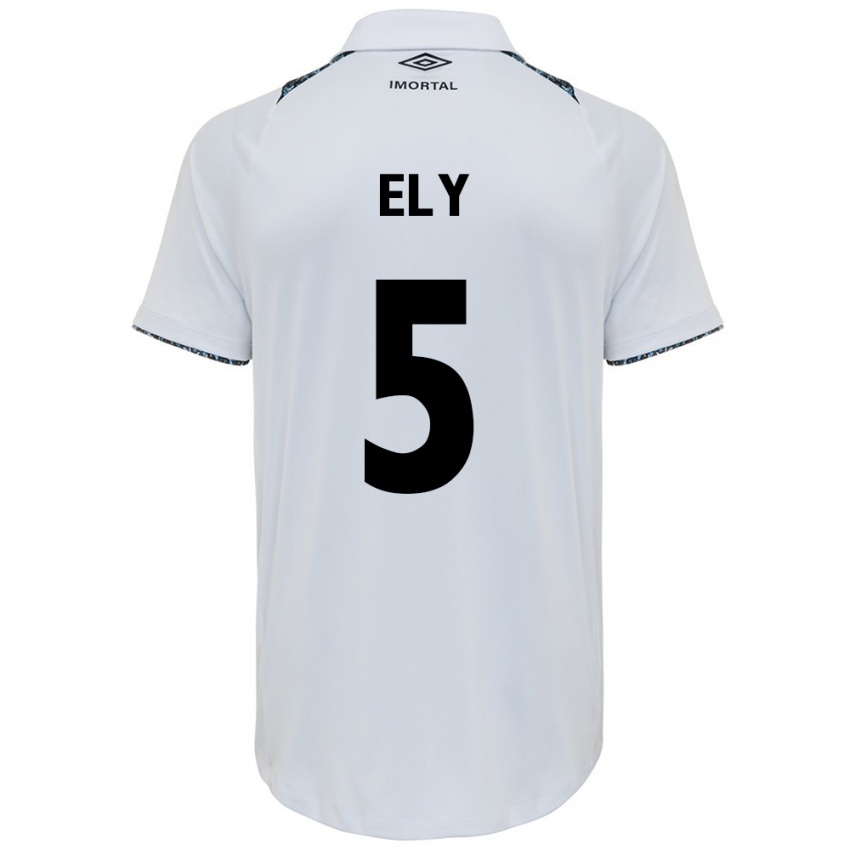 Criança Camisola Rodrigo Ely #5 Branco Azul Alternativa 2024/25 Camisa Brasil