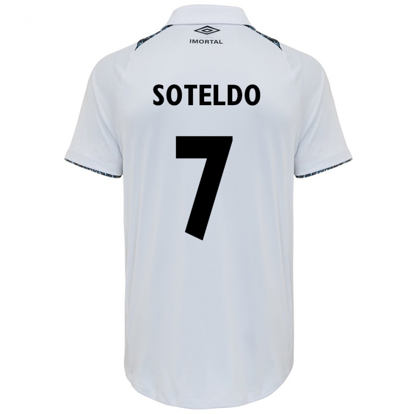 Criança Camisola Yeferson Soteldo #7 Branco Azul Alternativa 2024/25 Camisa Brasil