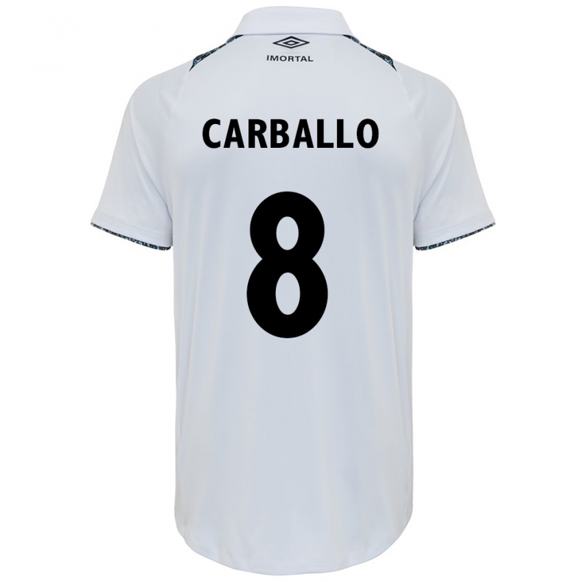 Criança Camisola Felipe Carballo #8 Branco Azul Alternativa 2024/25 Camisa Brasil