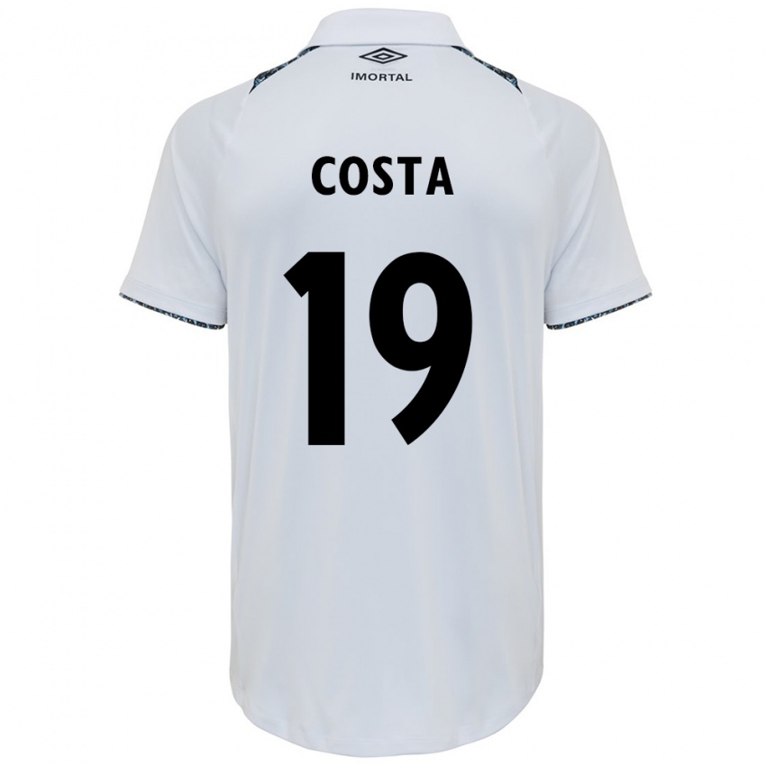 Criança Camisola Diego Costa #19 Branco Azul Alternativa 2024/25 Camisa Brasil