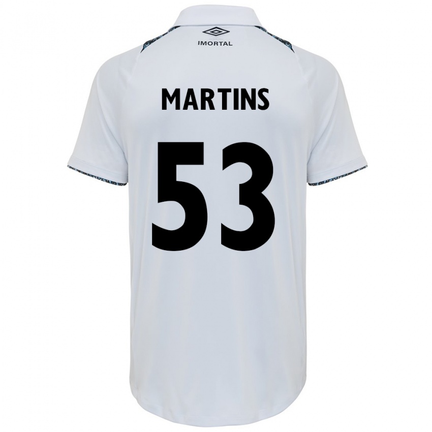 Criança Camisola Gustavo Martins #53 Branco Azul Alternativa 2024/25 Camisa Brasil