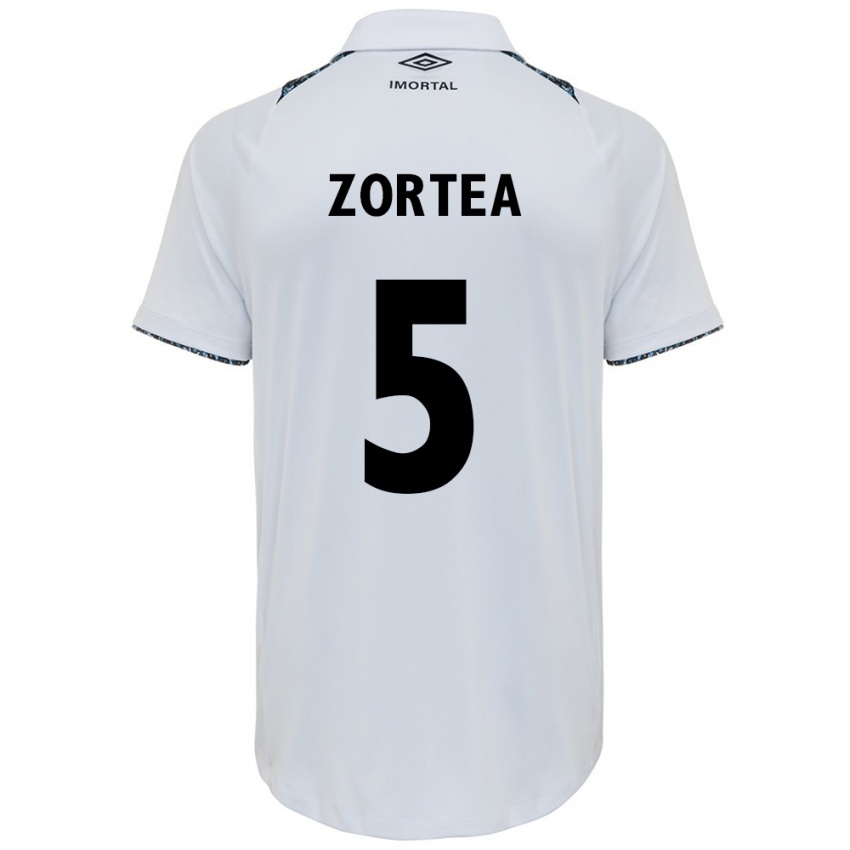 Criança Camisola Bernardo Zortea #5 Branco Azul Alternativa 2024/25 Camisa Brasil