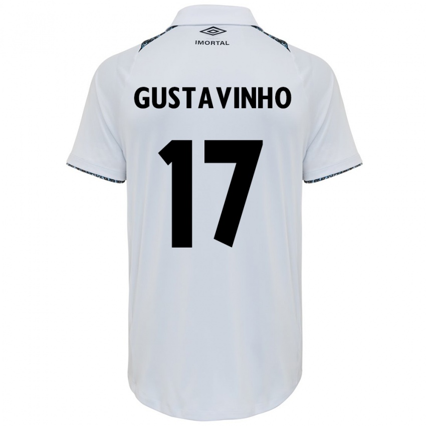 Criança Camisola Gustavinho #17 Branco Azul Alternativa 2024/25 Camisa Brasil