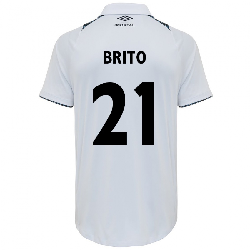 Criança Camisola Brito #21 Branco Azul Alternativa 2024/25 Camisa Brasil