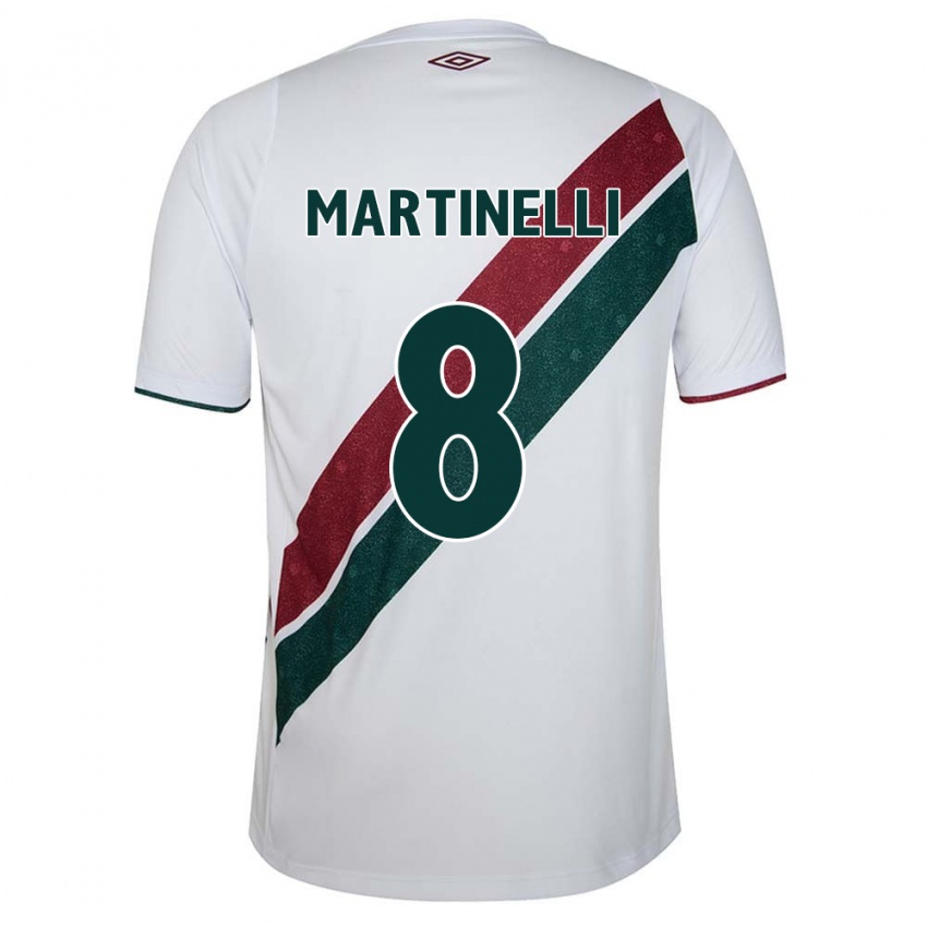 Criança Camisola Martinelli #8 Branco Verde Castanho Alternativa 2024/25 Camisa Brasil