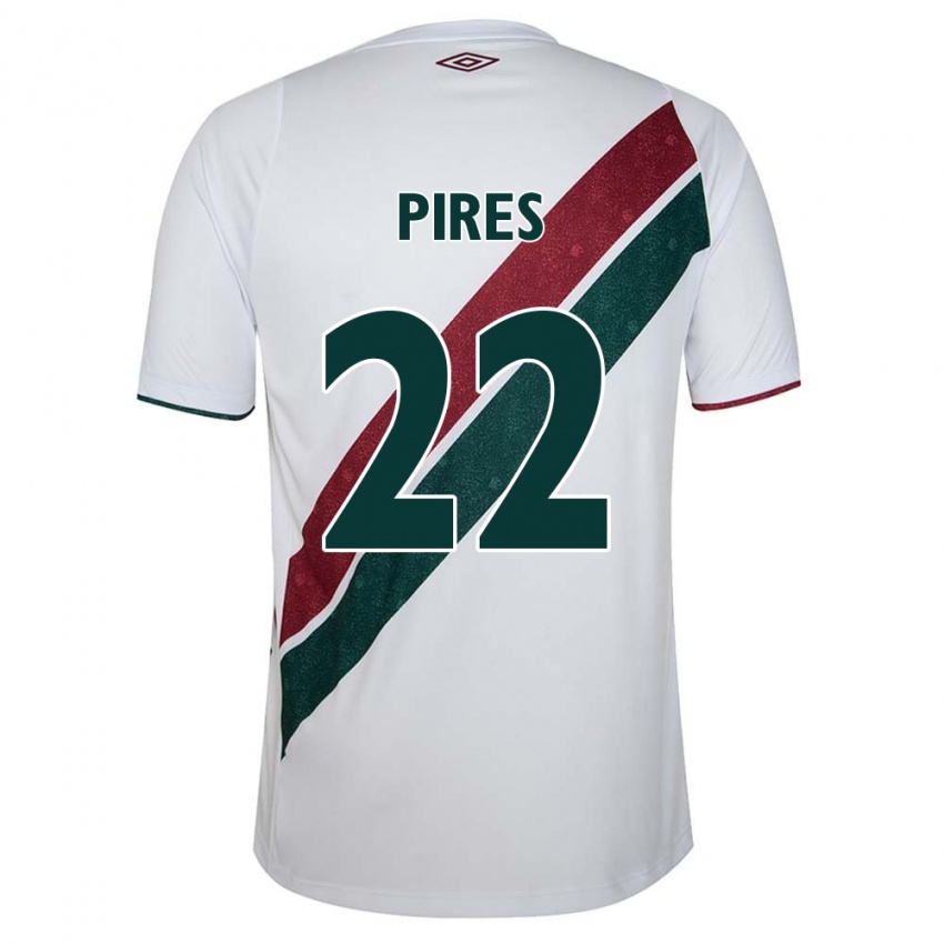 Criança Camisola Gabriel Pires #22 Branco Verde Castanho Alternativa 2024/25 Camisa Brasil