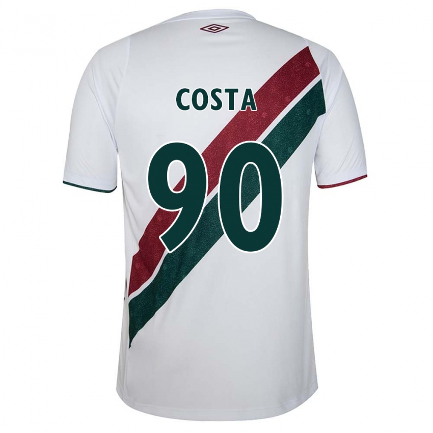 Criança Camisola Douglas Costa #90 Branco Verde Castanho Alternativa 2024/25 Camisa Brasil