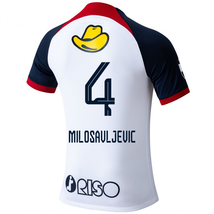 Criança Camisola Radomir Milosavljevic #4 Branco Azul Vermelho Alternativa 2024/25 Camisa Brasil