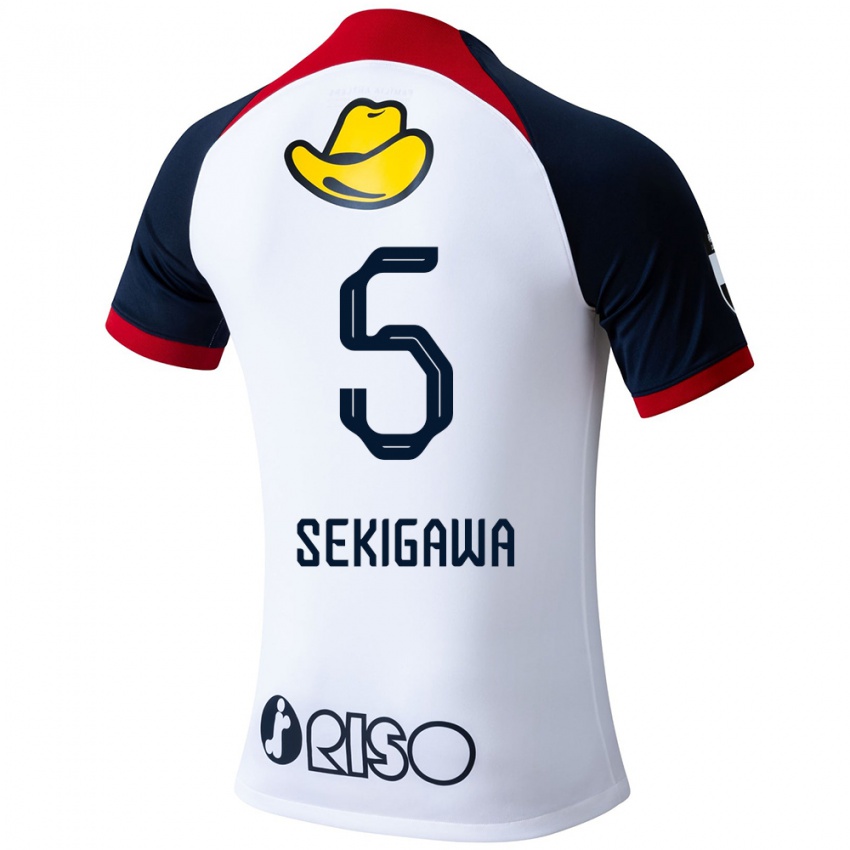 Criança Camisola Ikuma Sekigawa #5 Branco Azul Vermelho Alternativa 2024/25 Camisa Brasil