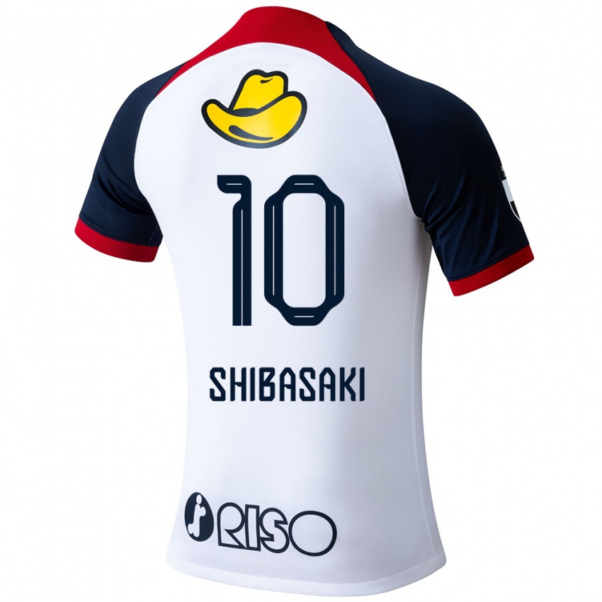 Criança Camisola Gaku Shibasaki #10 Branco Azul Vermelho Alternativa 2024/25 Camisa Brasil