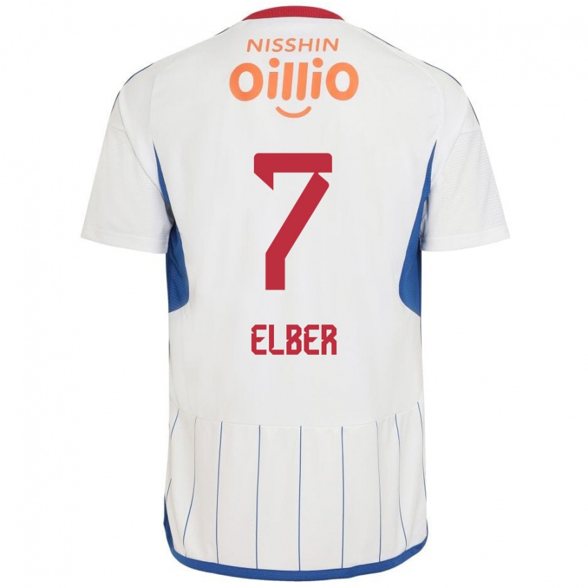 Criança Camisola Élber #7 Branco Azul Vermelho Alternativa 2024/25 Camisa Brasil