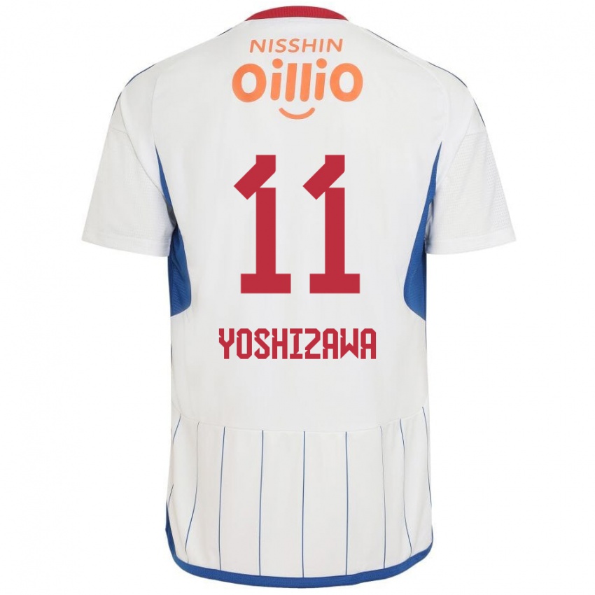 Criança Camisola Mirai Yoshizawa #11 Branco Azul Vermelho Alternativa 2024/25 Camisa Brasil