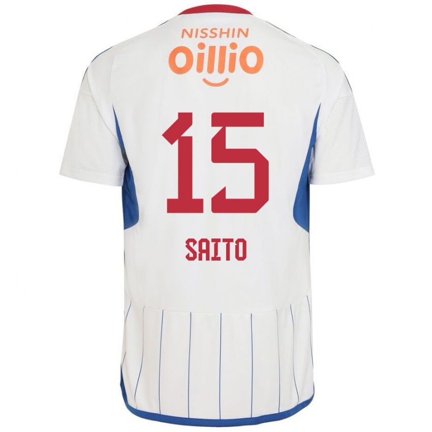 Criança Camisola Haru Saito #15 Branco Azul Vermelho Alternativa 2024/25 Camisa Brasil