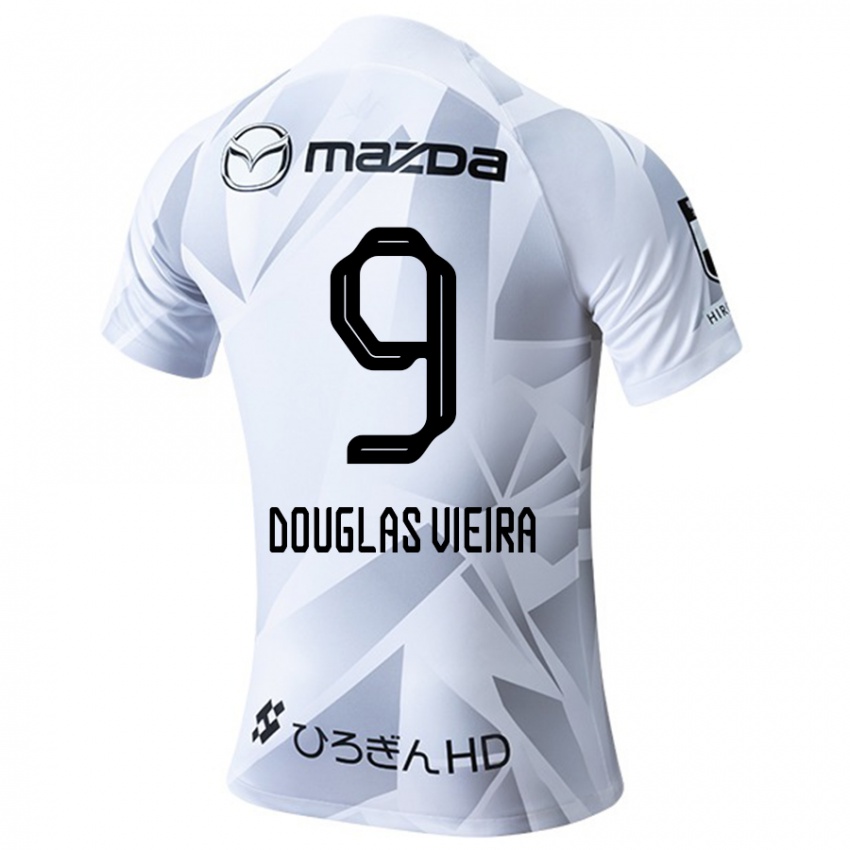 Criança Camisola Douglas Vieira #9 Branco Cinza Preto Alternativa 2024/25 Camisa Brasil