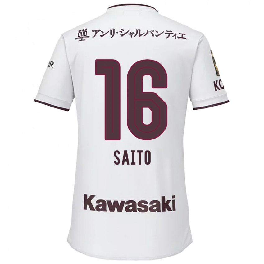 Criança Camisola Mitsuki Saito #16 Branco Vermelho Alternativa 2024/25 Camisa Brasil