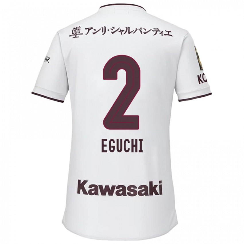 Criança Camisola Takuma Eguchi #2 Branco Vermelho Alternativa 2024/25 Camisa Brasil