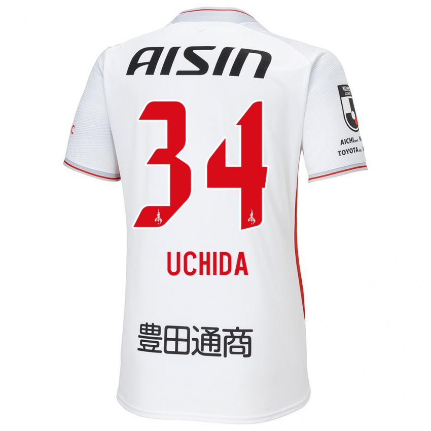 Criança Camisola Takuya Uchida #34 Branco Amarelo Vermelho Alternativa 2024/25 Camisa Brasil