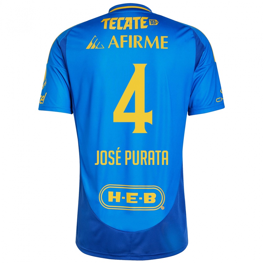 Criança Camisola Juan Jose Purata #4 Azul Amarelo Alternativa 2024/25 Camisa Brasil