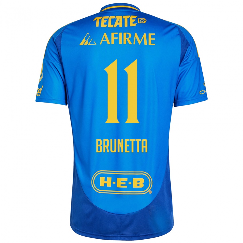 Criança Camisola Juan Brunetta #11 Azul Amarelo Alternativa 2024/25 Camisa Brasil