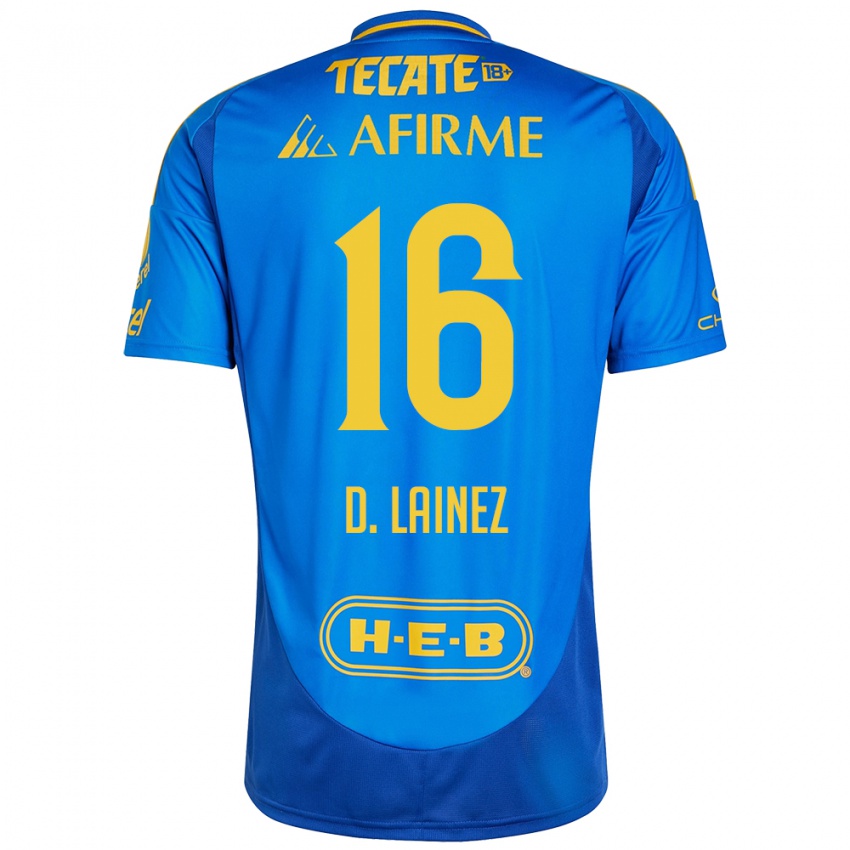 Criança Camisola Diego Lainez #16 Azul Amarelo Alternativa 2024/25 Camisa Brasil