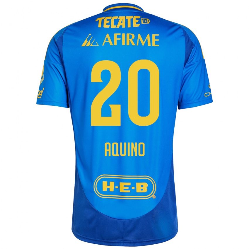 Criança Camisola Javier Aquino #20 Azul Amarelo Alternativa 2024/25 Camisa Brasil