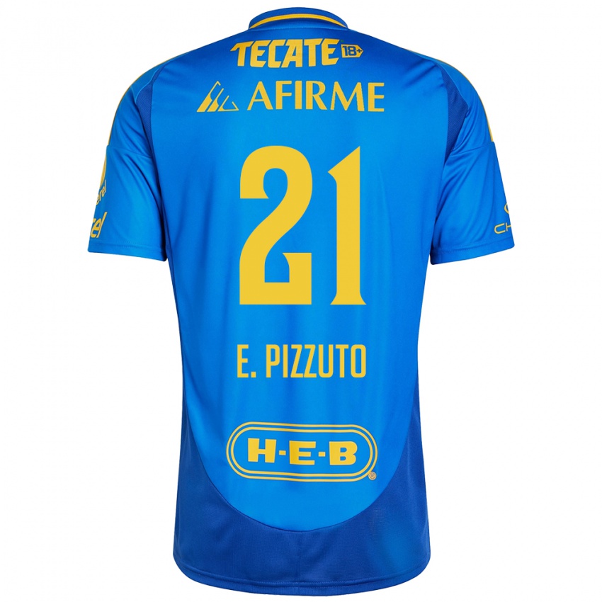 Criança Camisola Eugenio Pizzuto #21 Azul Amarelo Alternativa 2024/25 Camisa Brasil