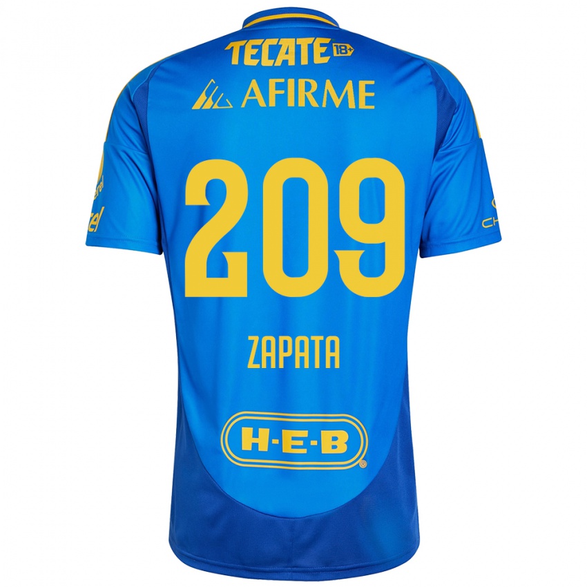 Criança Camisola Jorge Zapata #209 Azul Amarelo Alternativa 2024/25 Camisa Brasil