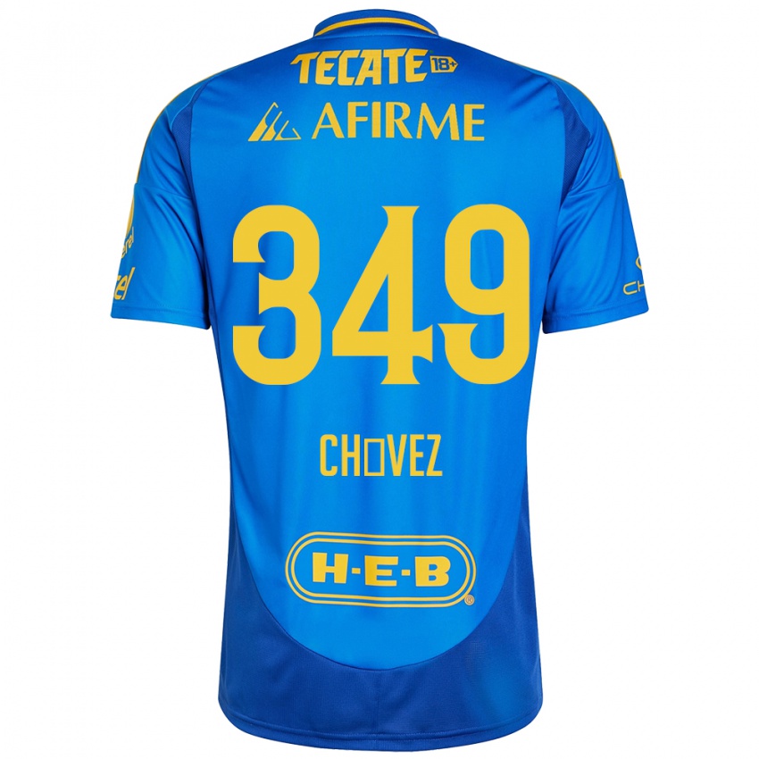 Criança Camisola Jorge Chávez #349 Azul Amarelo Alternativa 2024/25 Camisa Brasil