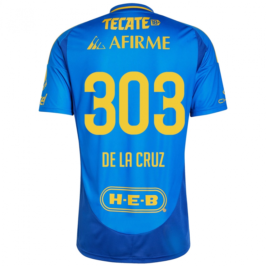 Criança Camisola Erick De La Cruz #303 Azul Amarelo Alternativa 2024/25 Camisa Brasil