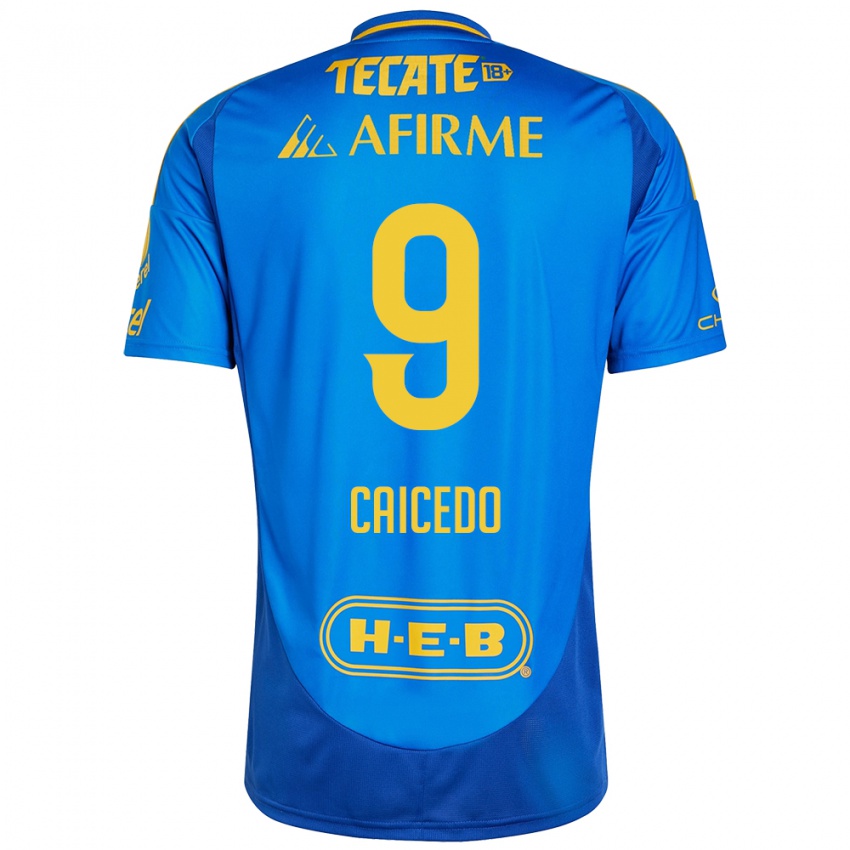 Criança Camisola Jordy Caicedo #9 Azul Amarelo Alternativa 2024/25 Camisa Brasil