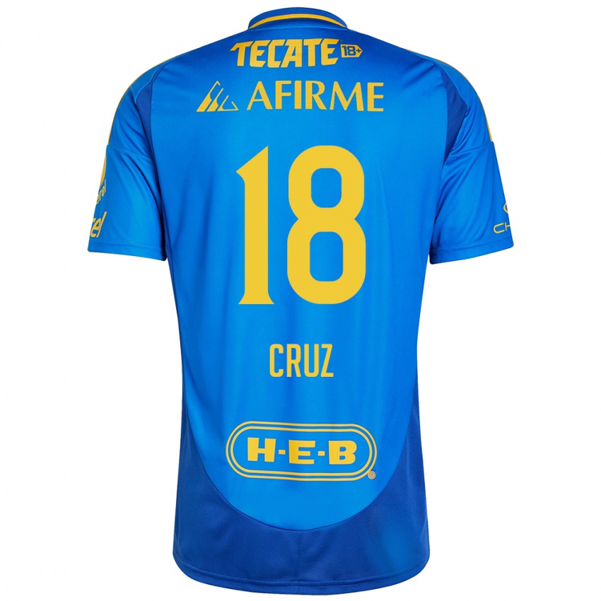 Criança Camisola Belen Cruz #18 Azul Amarelo Alternativa 2024/25 Camisa Brasil