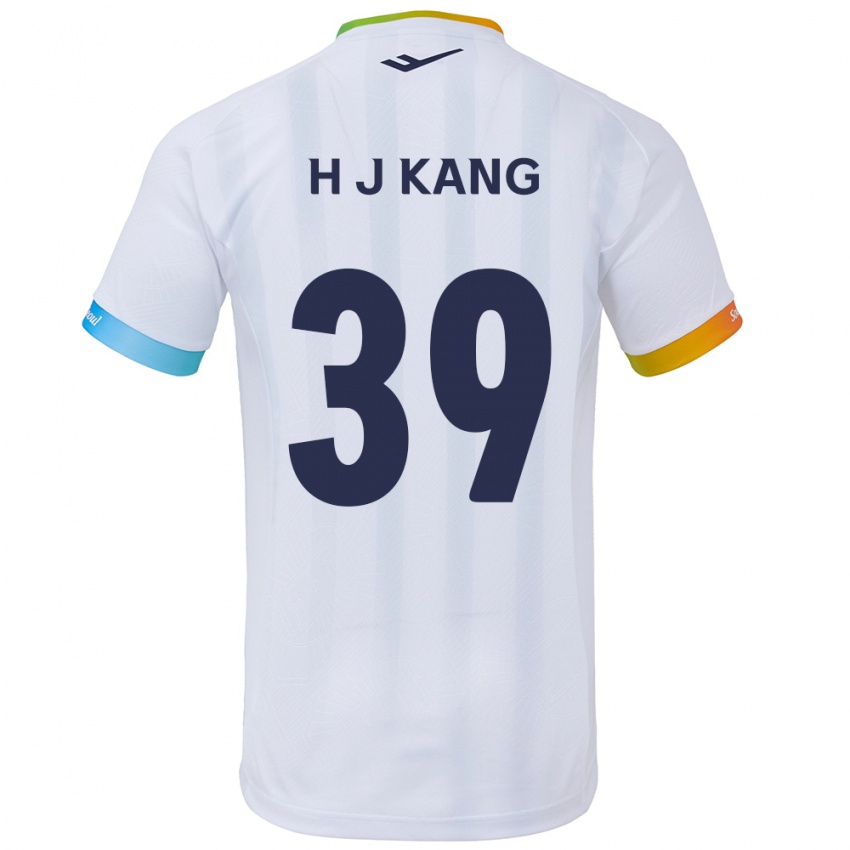 Criança Camisola Ju-Hyeok Kang #39 Branco Azul Alternativa 2024/25 Camisa Brasil