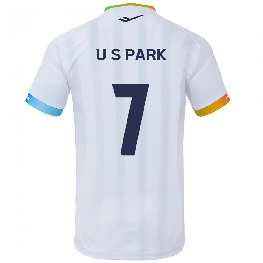 Criança Camisola Sun-Uk Park #7 Branco Azul Alternativa 2024/25 Camisa Brasil