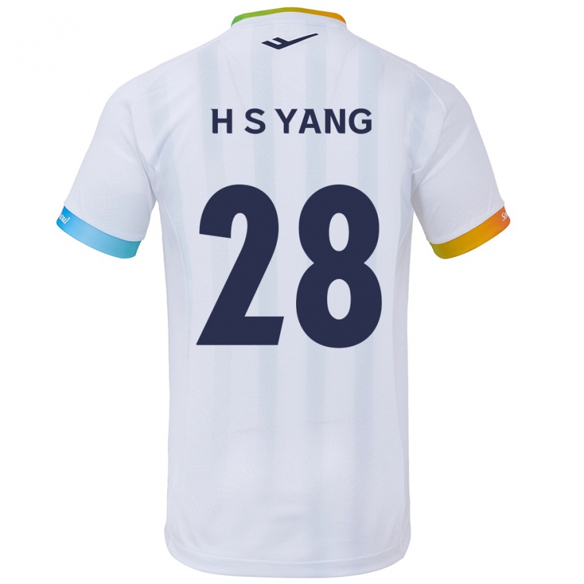 Criança Camisola Seung-Hyeon Yang #28 Branco Azul Alternativa 2024/25 Camisa Brasil