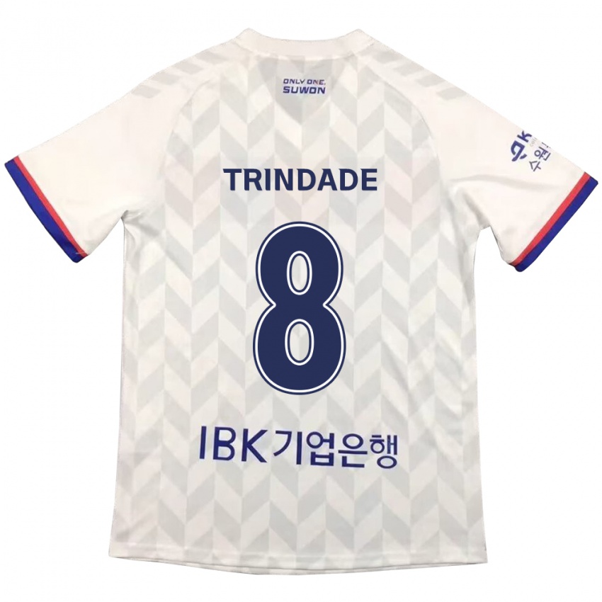 Criança Camisola Matheus Trindade #8 Branco Azul Alternativa 2024/25 Camisa Brasil